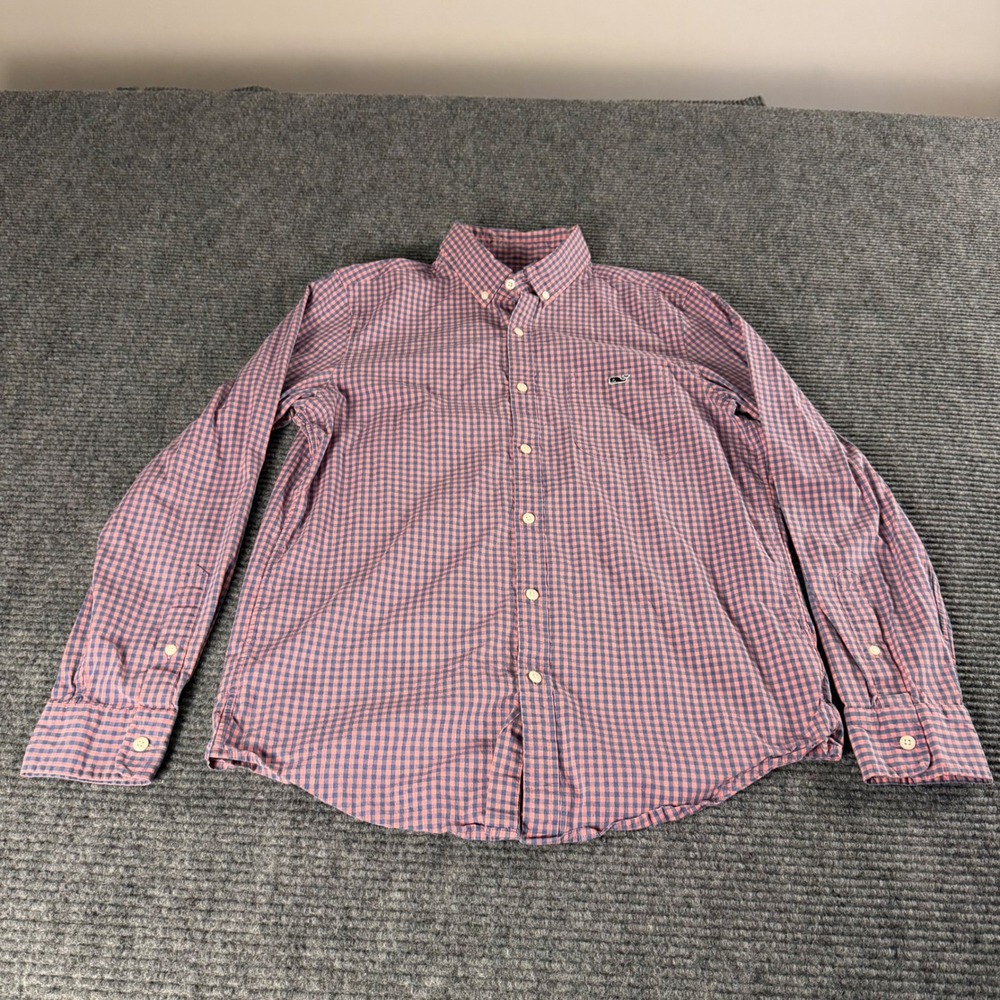 Vineyard Vines Mens Slim Fit Tucker Shirt Pink Blue Gingham Button Down Medium